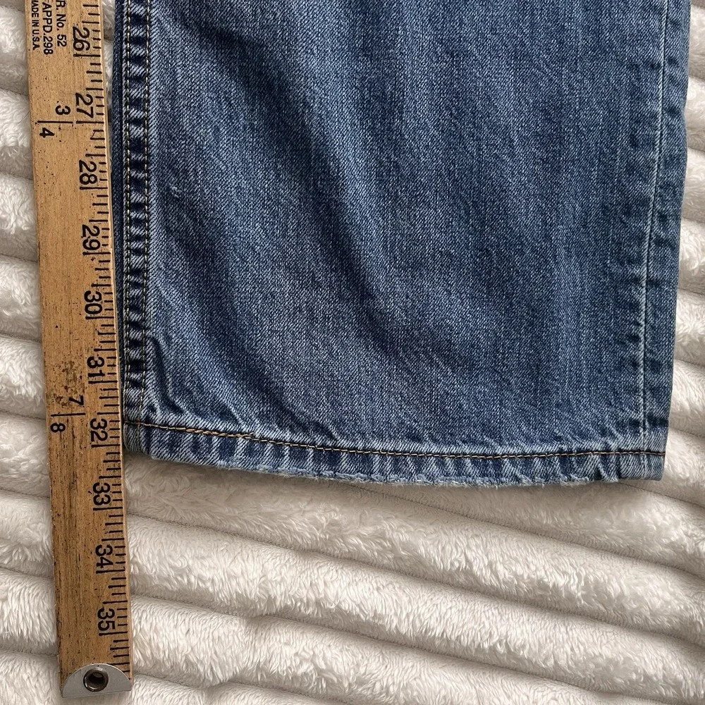 Levis 569 Loose Straight Fit Jeans Mens 38x32 Blue Dark Wash Denim distressed